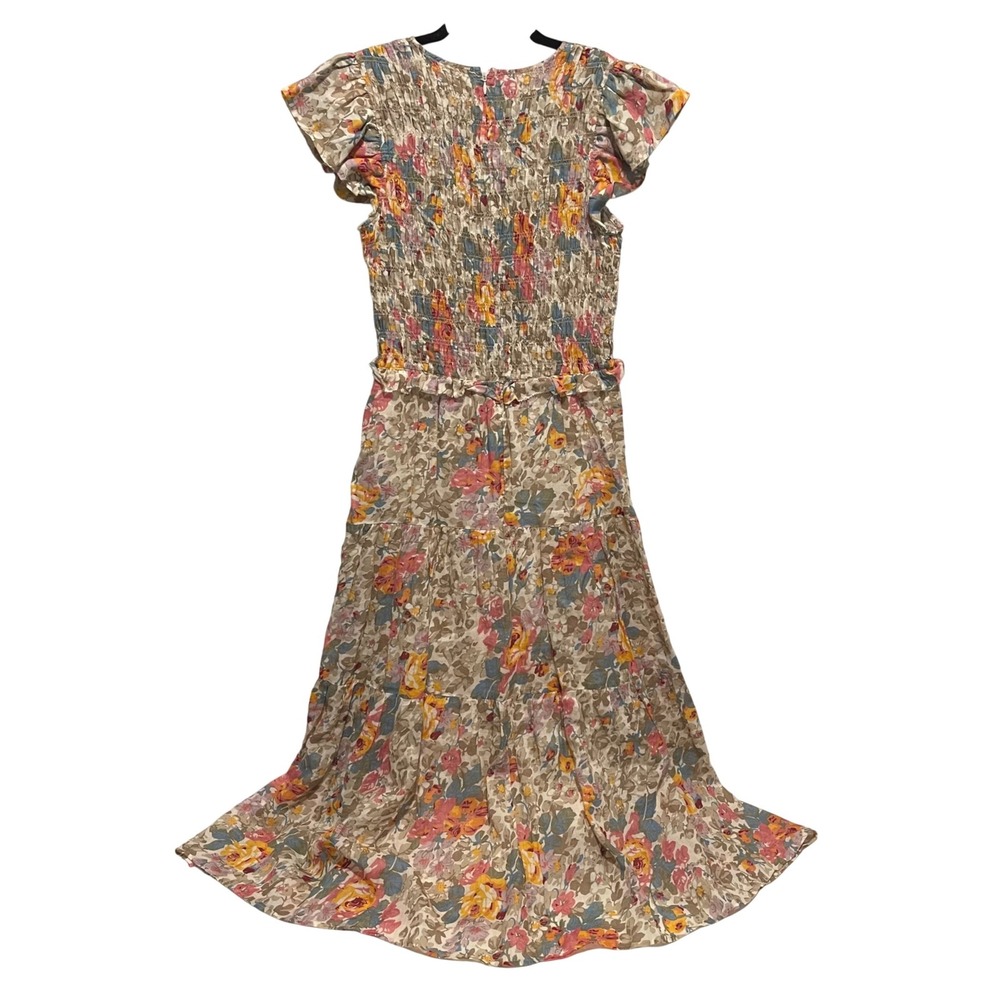 SEA New York Floral Smock‎ Tiered Midi Dress Flutter Sleeve Cottage Cotton Small - Picture 4 of 8